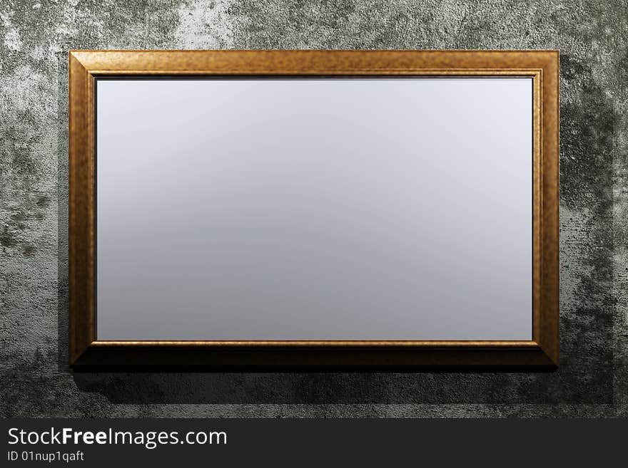 Wall with gold frame