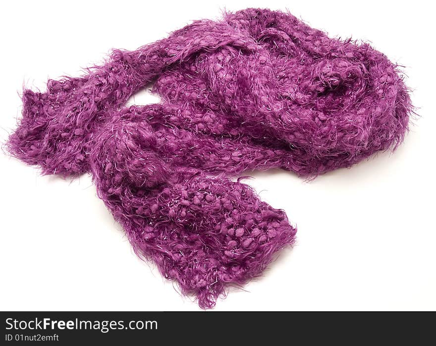 Purple scarf 	
photography studio on a white background in the foreground