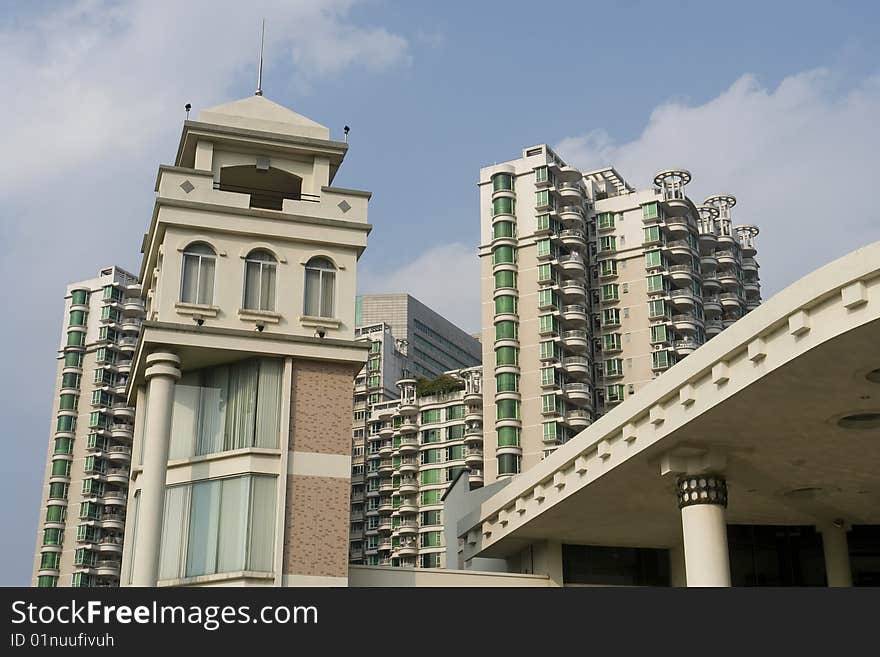 Look up the buildings and sky. Look up the buildings and sky