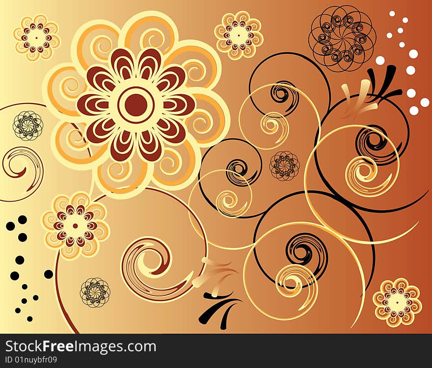 Floral elements are featured in an abstract background illustration. Floral elements are featured in an abstract background illustration.