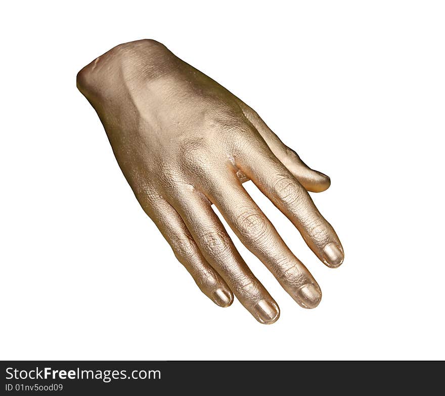 A Gold Painted Model of a Right Hand. A Gold Painted Model of a Right Hand.