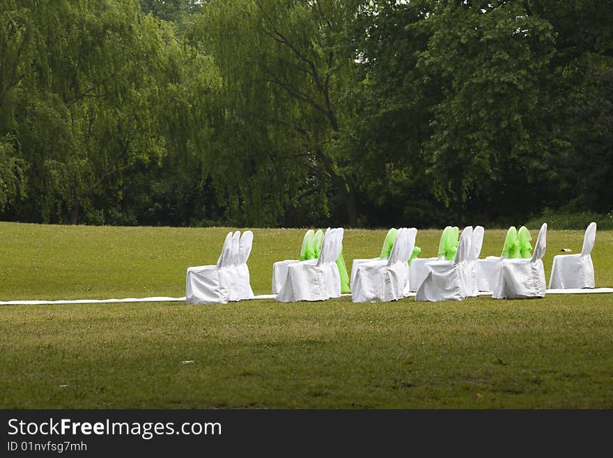 The outdoor wedding of a park.