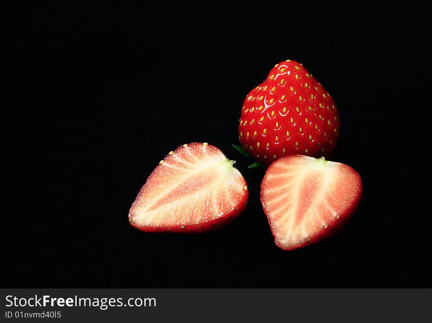 One and two half strawberrys. One and two half strawberrys.