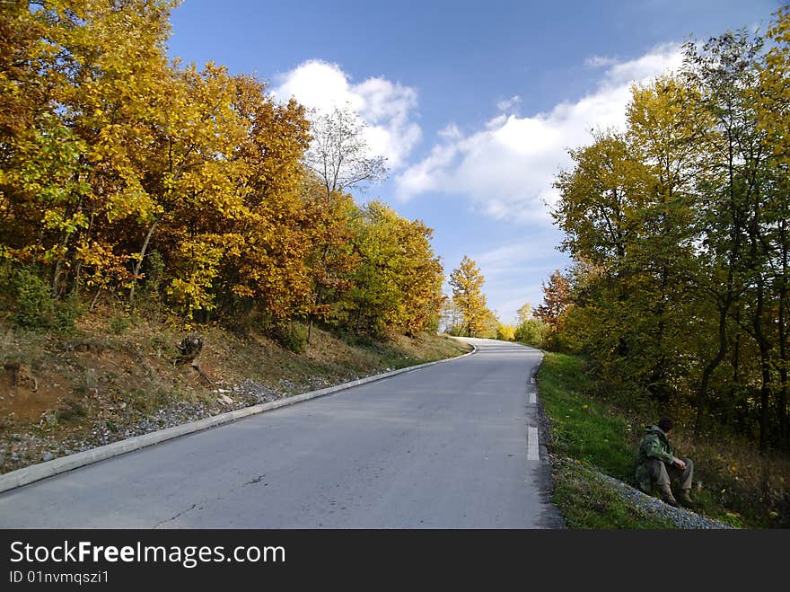 Road, Beautiful autumn landscape in Serbia,fall colors in nature. Road, Beautiful autumn landscape in Serbia,fall colors in nature.