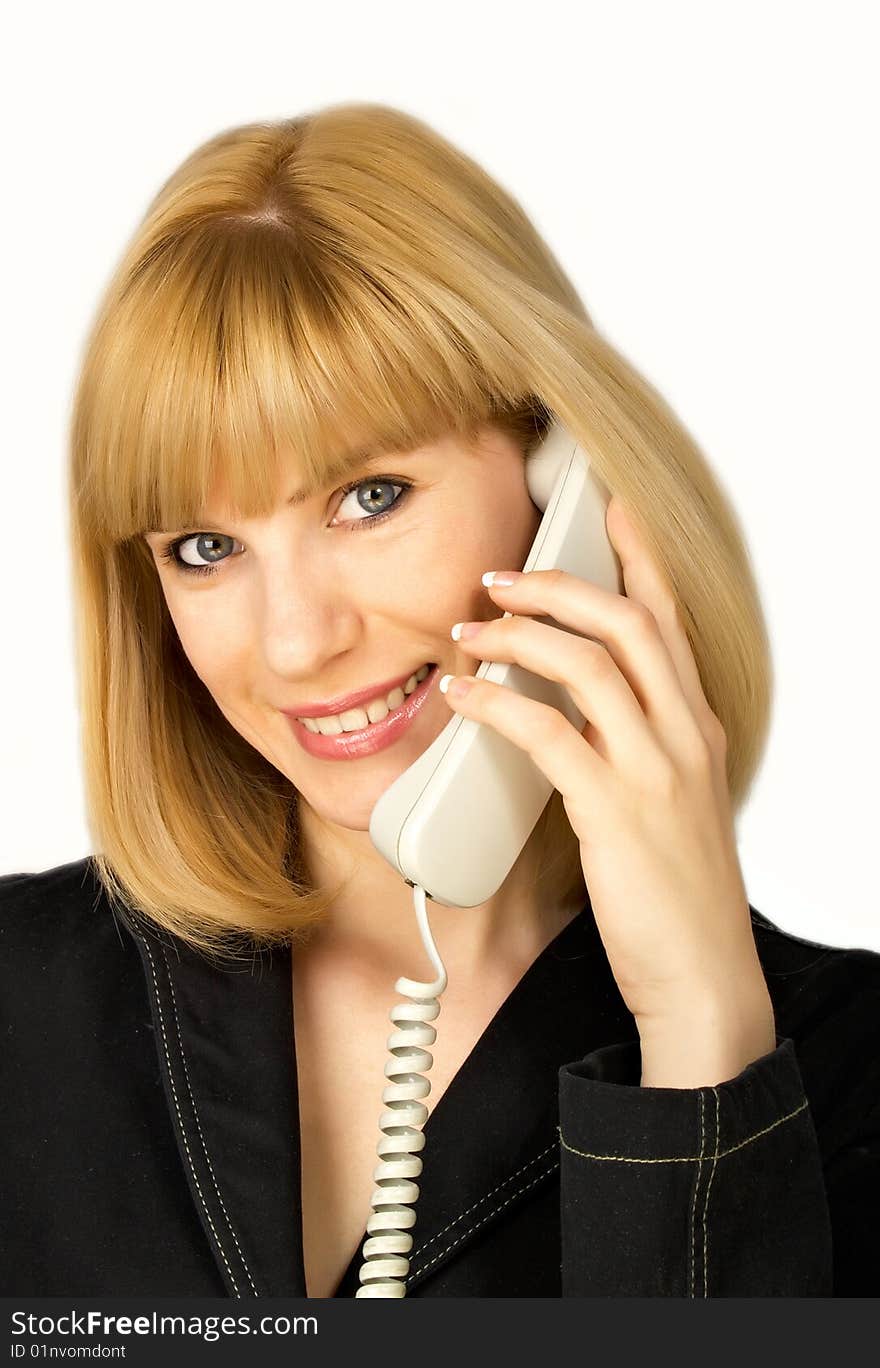 Attractive young woman calling by phone. Attractive young woman calling by phone