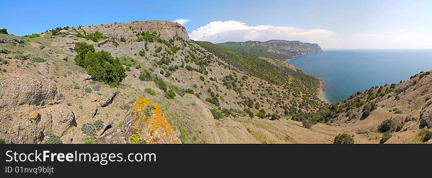 Panorama of the mountains and epidemic deathes of the south coast of Krimea. Panorama of the mountains and epidemic deathes of the south coast of Krimea