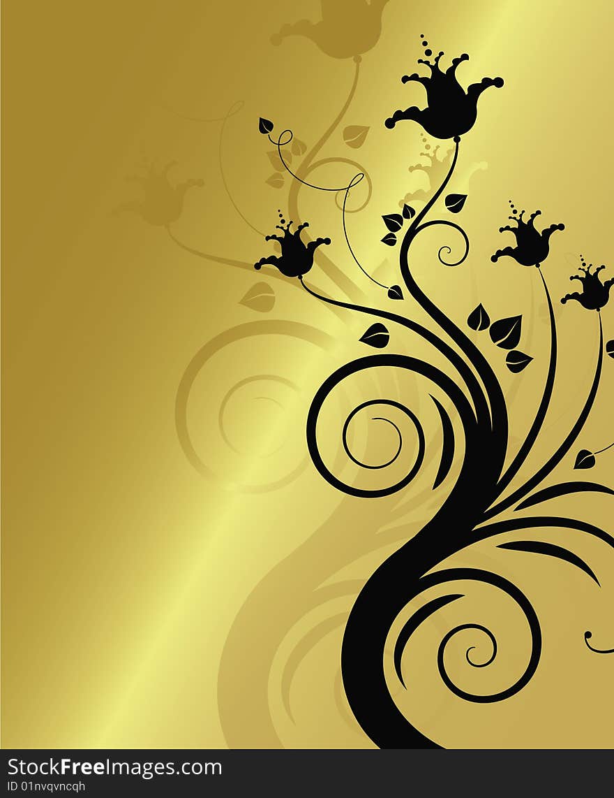 Golden floral background with place for text