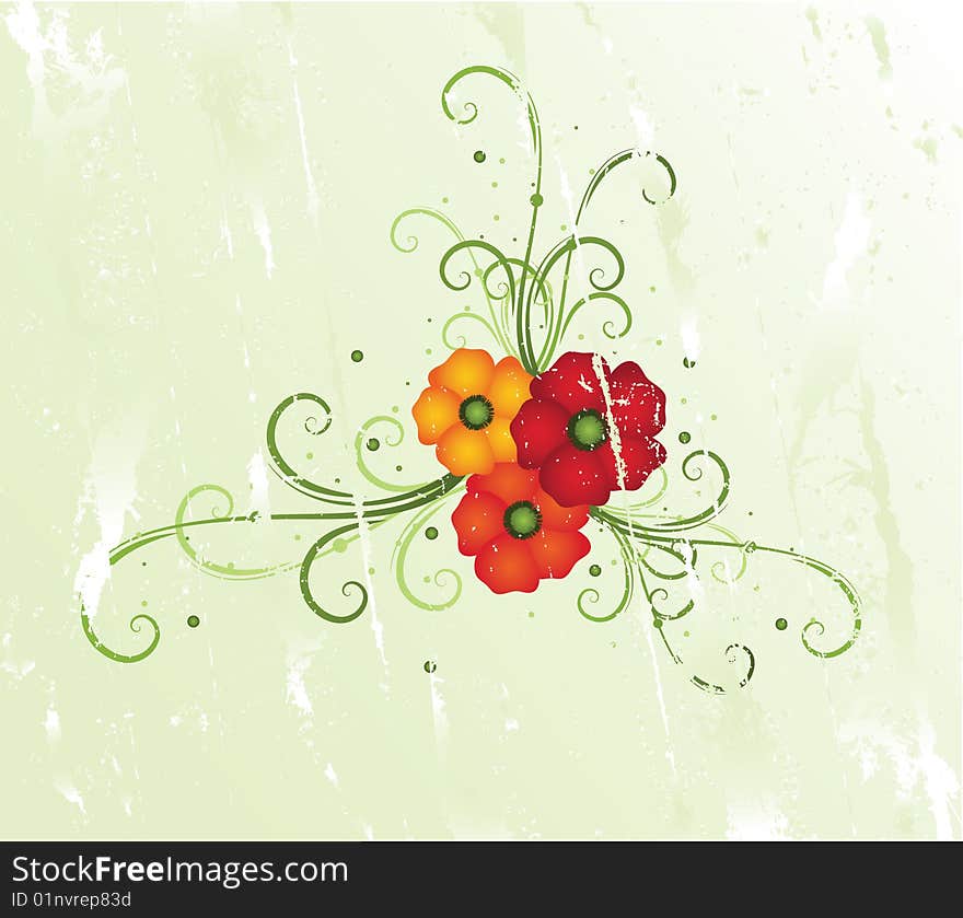 Summer floral design with poppies