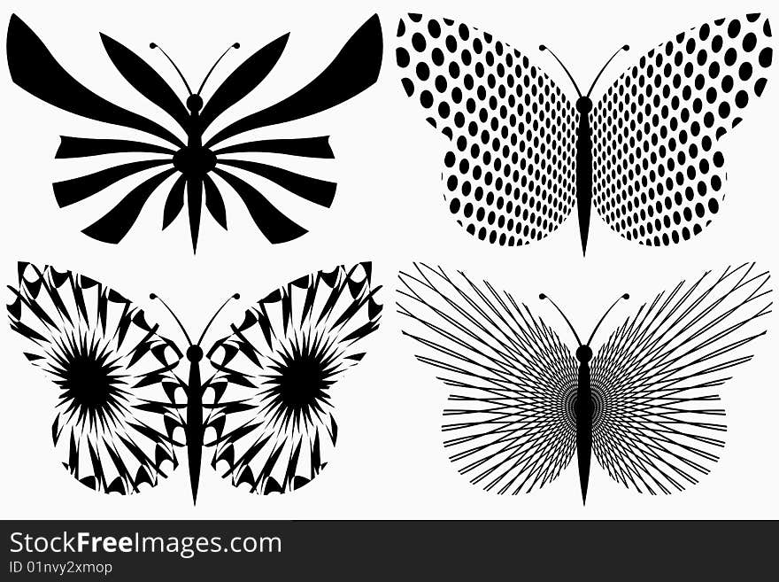 Vector illustration of artistic butterflies