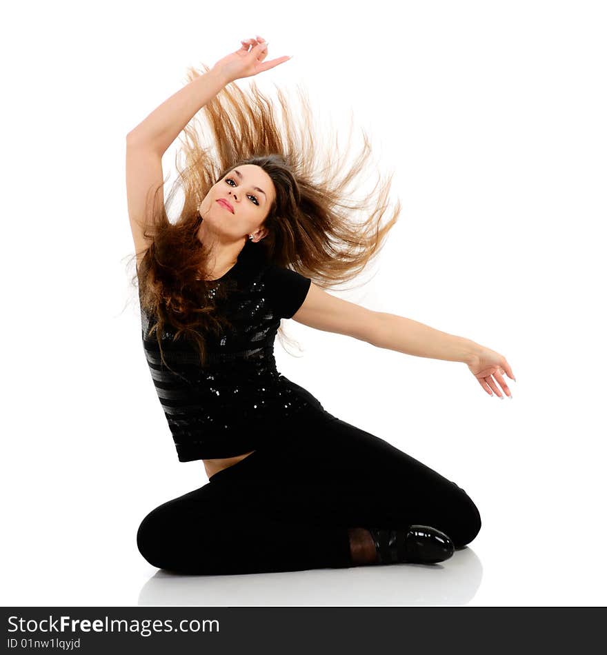 Beautiful young women moving her long hair