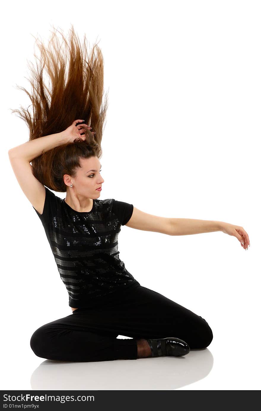 Beautiful young women moving her long hair