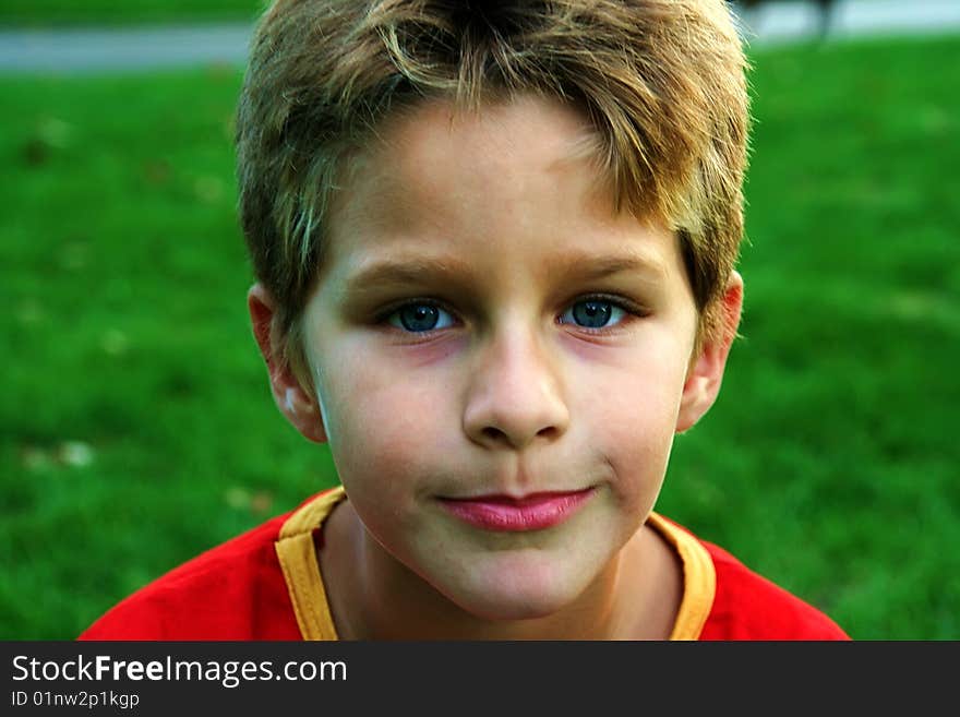 Cute young boy in the park