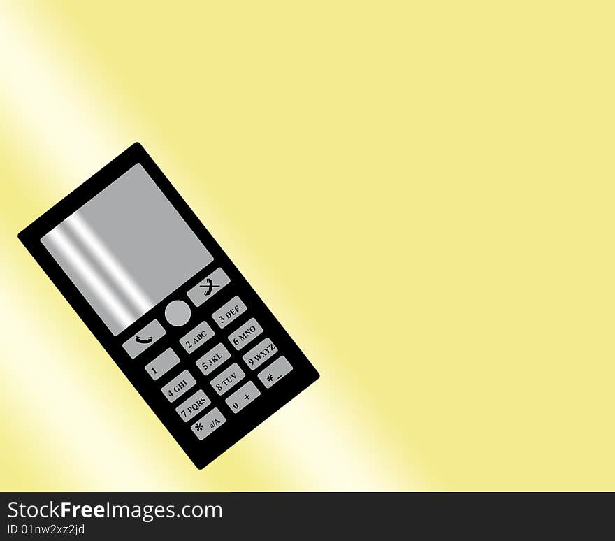 Picture on a gradient yellow background of the black mobile phone