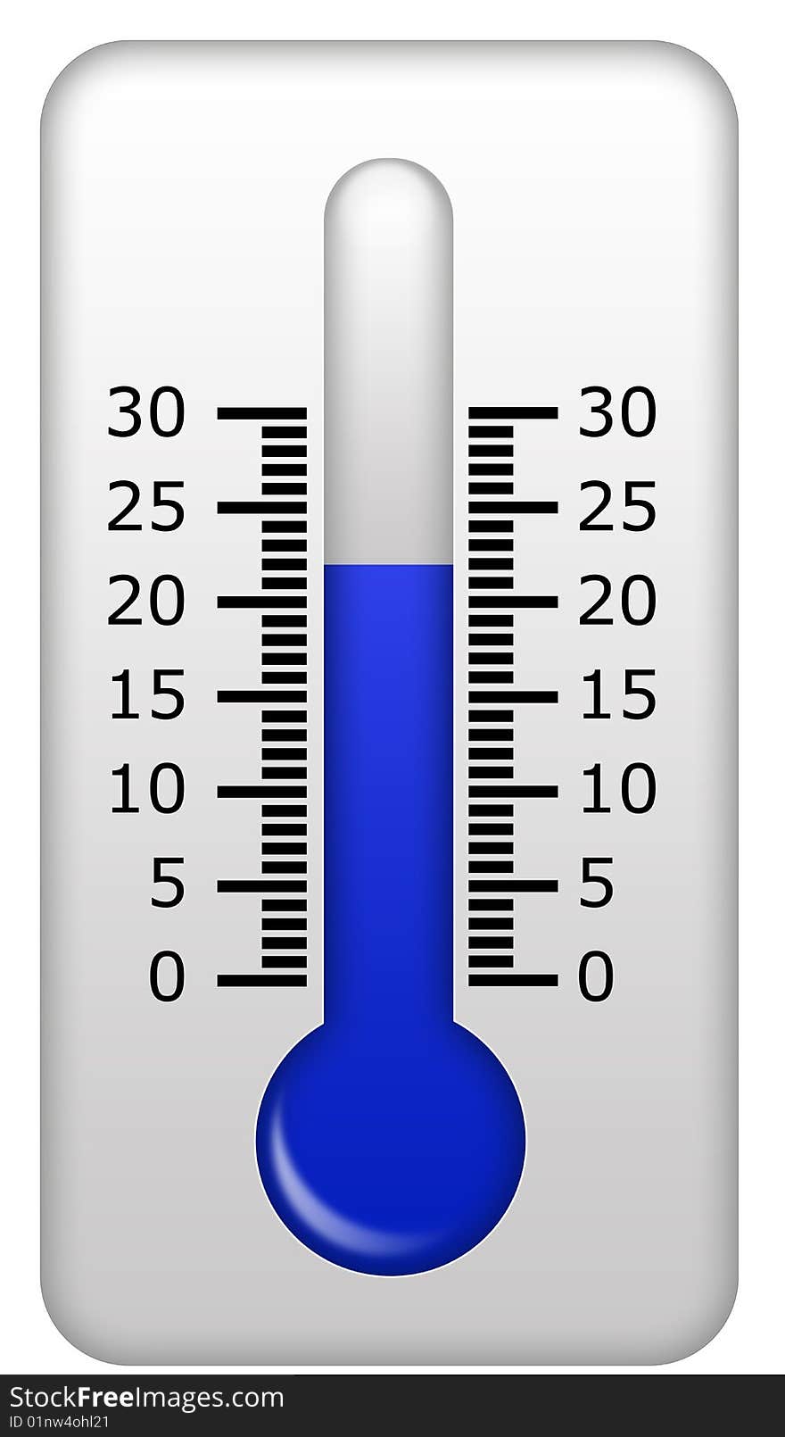 Blue thermometer with digits scale