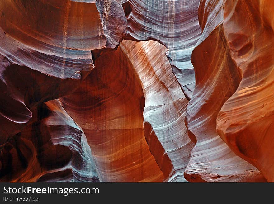 Sandstone formed by water and wind. Sandstone formed by water and wind