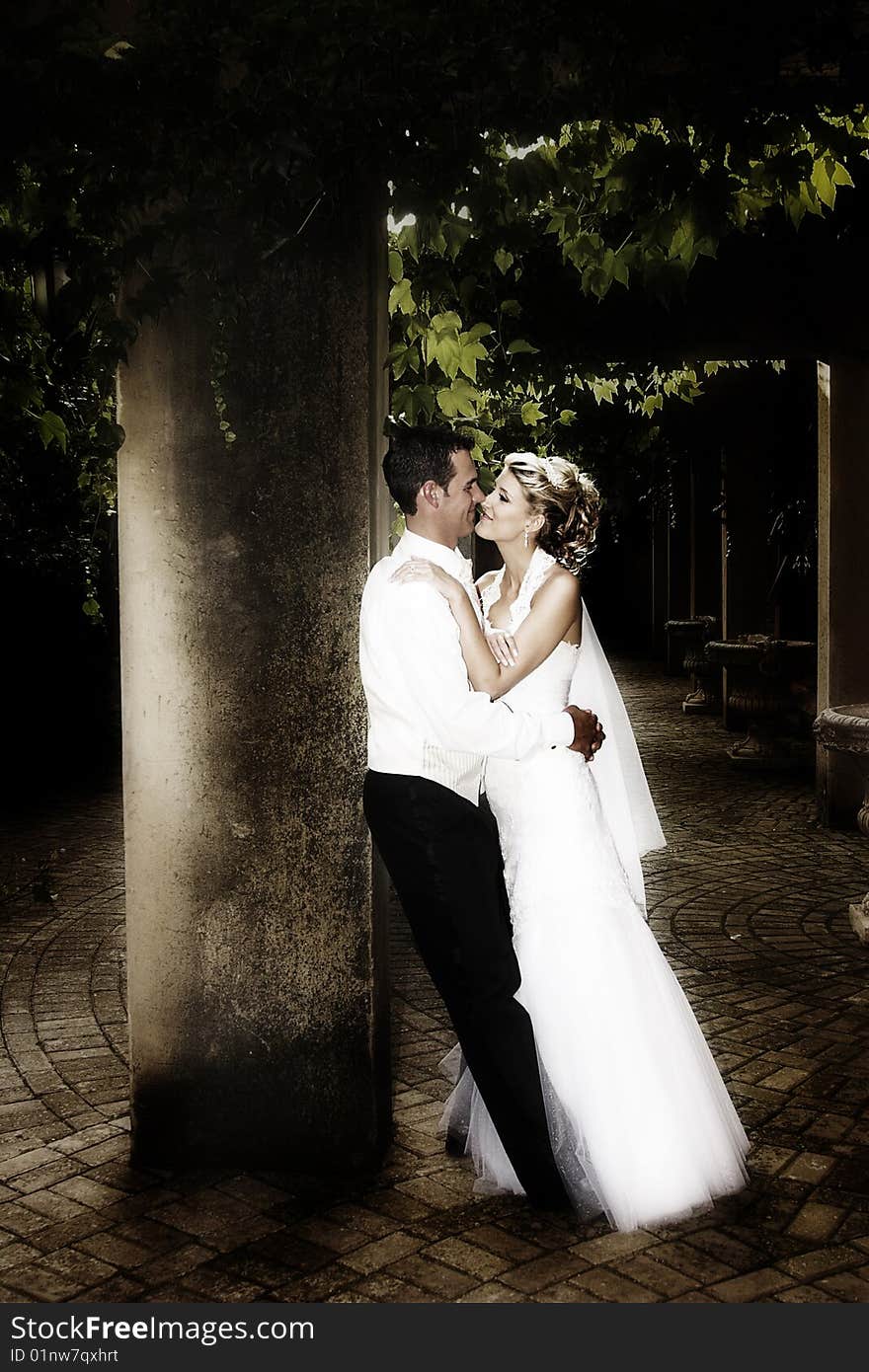 Beautiful bridal couple on their wedding day