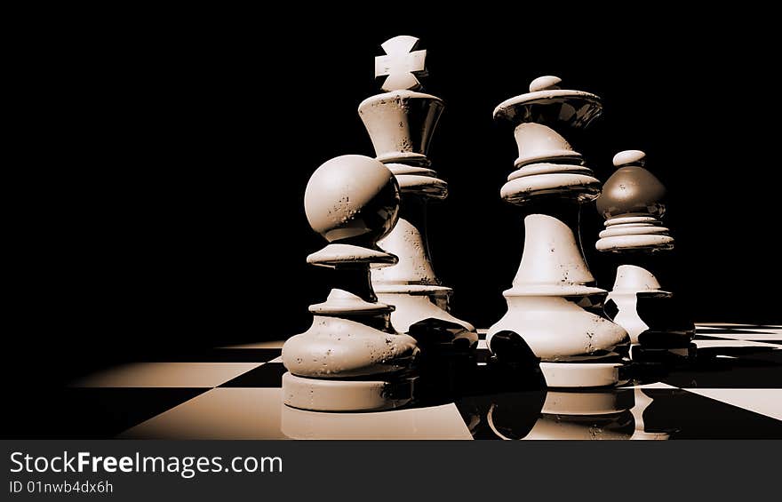 3d illustration of the chess set