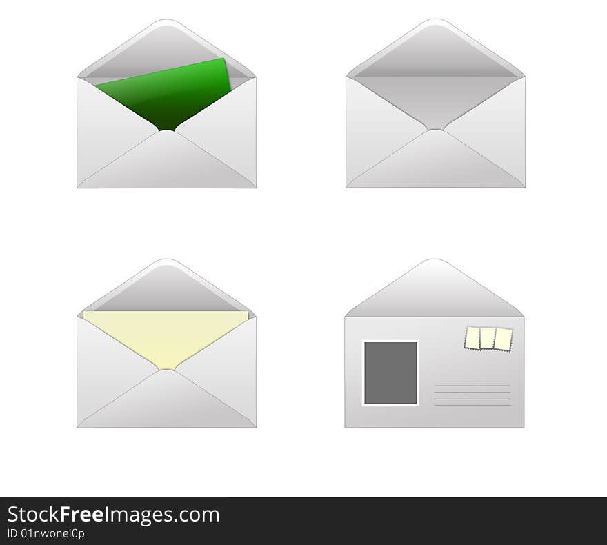 Four an illustrate open envelope