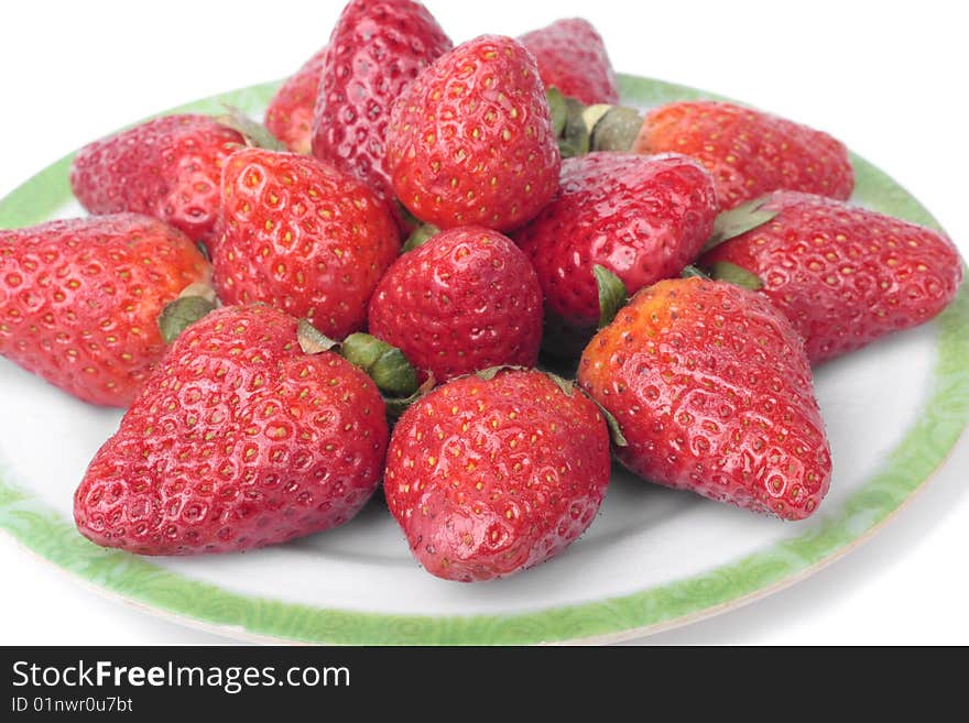 Fresh Strawberries Over White