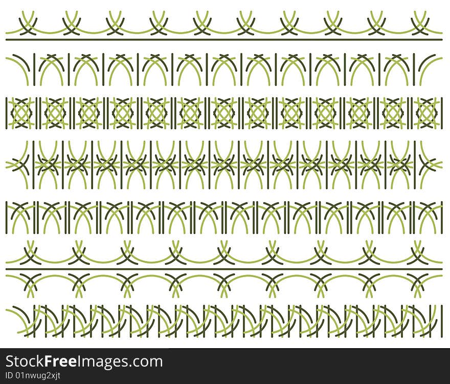 Seven Decorative Lines,  Vector