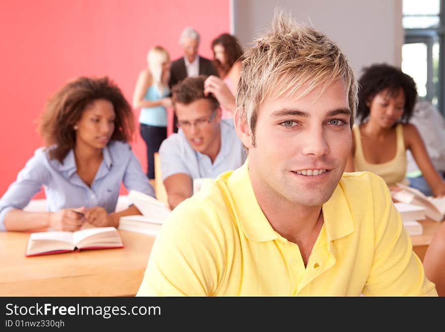 Portrait of male student looking at camera.