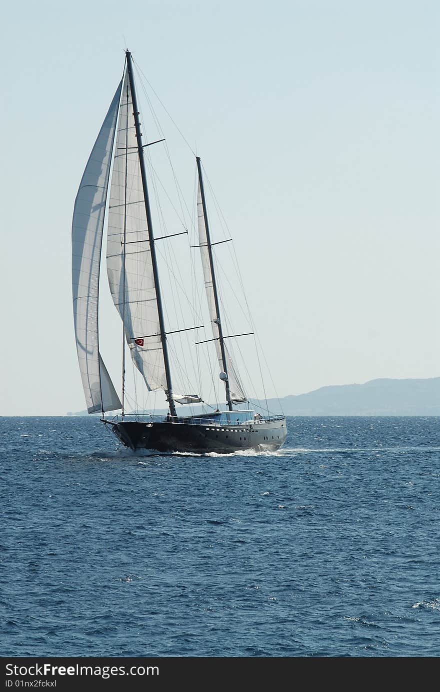 Luxury sailing boat at the bodrum coast