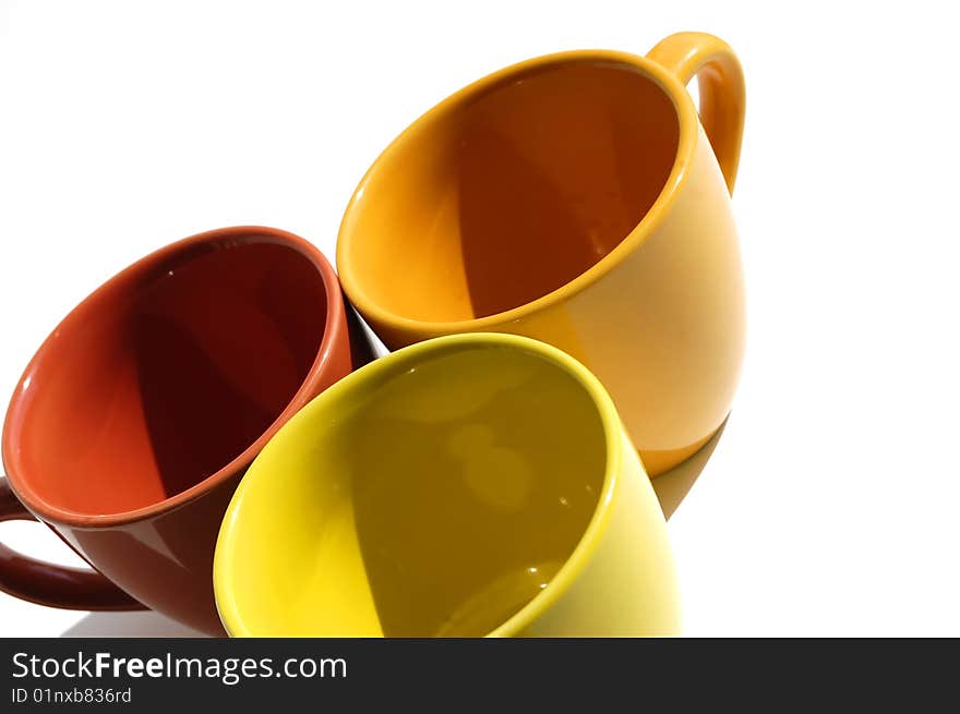 Three empty cup. Isolated on a white. Three empty cup. Isolated on a white.