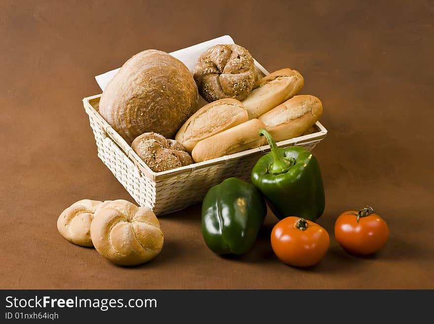 Vegetable food on the brown background. Vegetable food on the brown background.