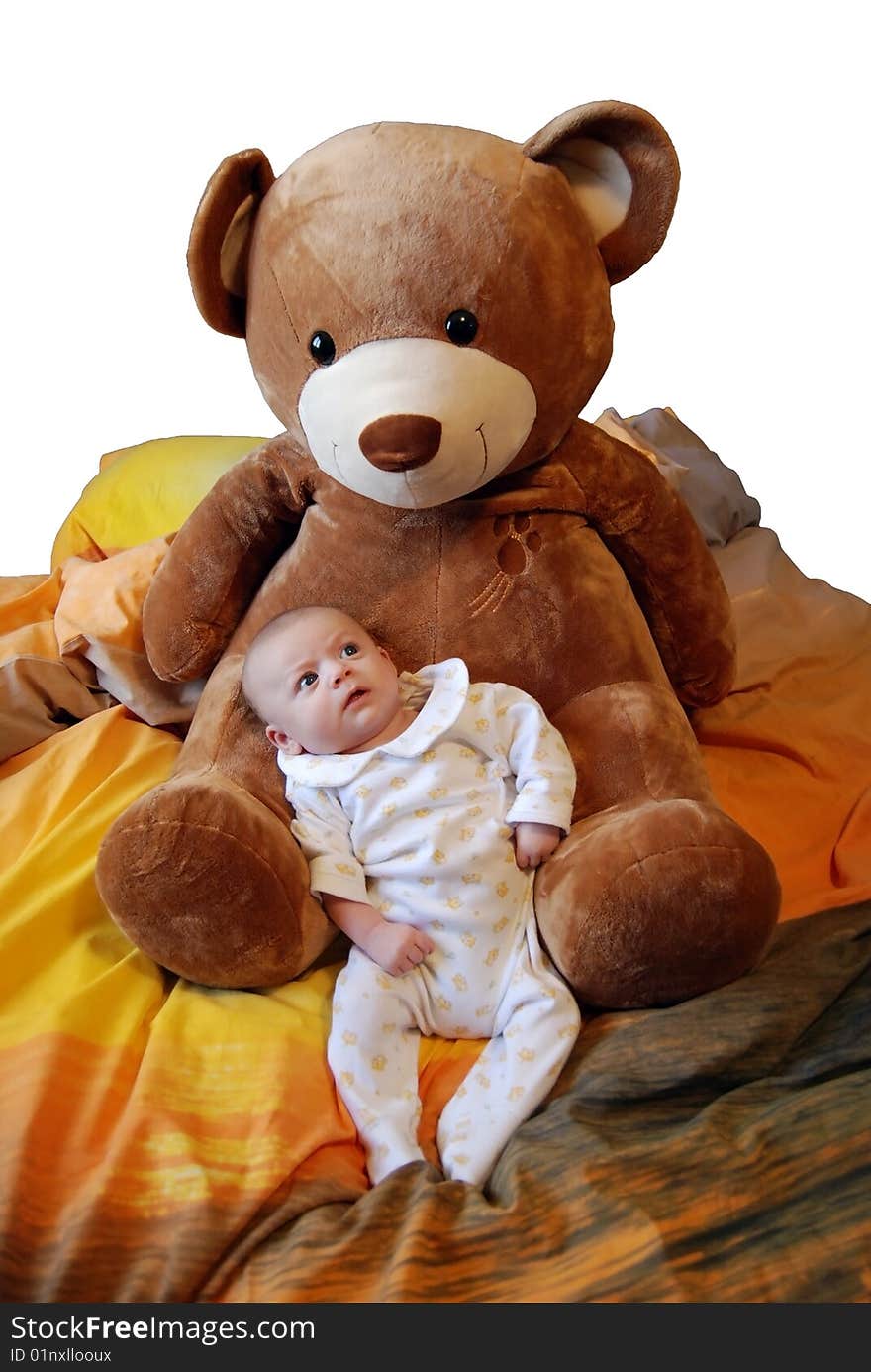 Infant Baby Boy With Bear