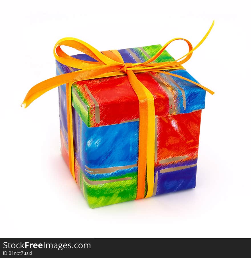 Colored gift box isolated on white background