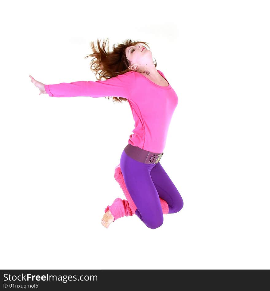 Modern style dancing girl over white