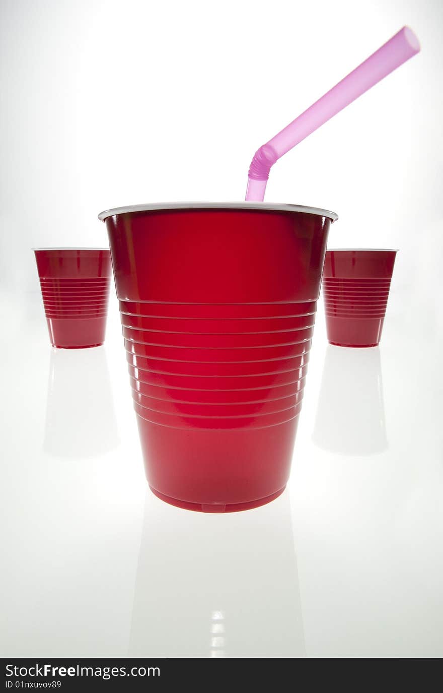 Red Plastic Cup w Straw