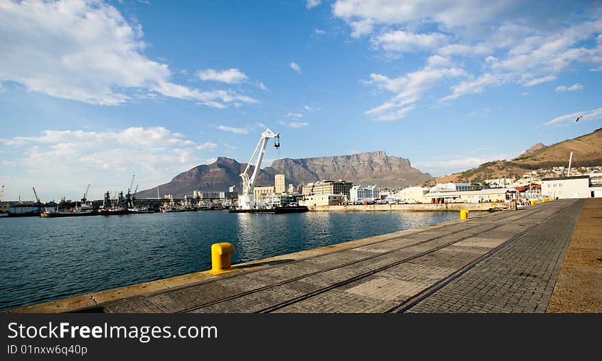 A shot of table mountain from table bay hotel. A shot of table mountain from table bay hotel