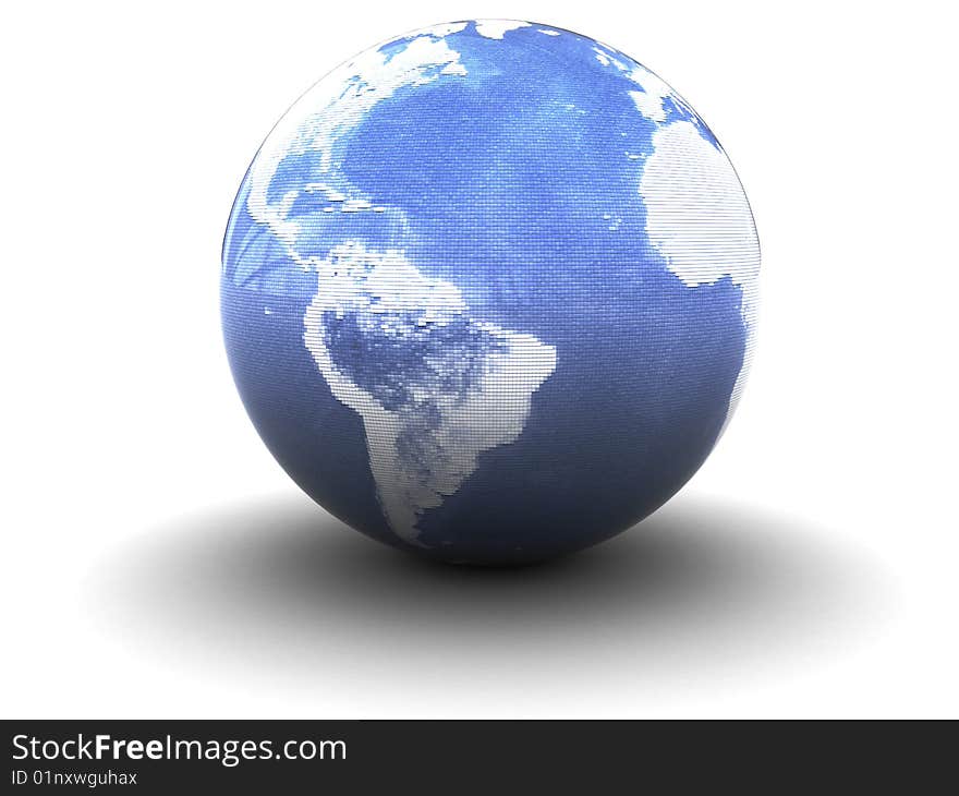 Abstract 3d illustration, earth globe over white background. Abstract 3d illustration, earth globe over white background