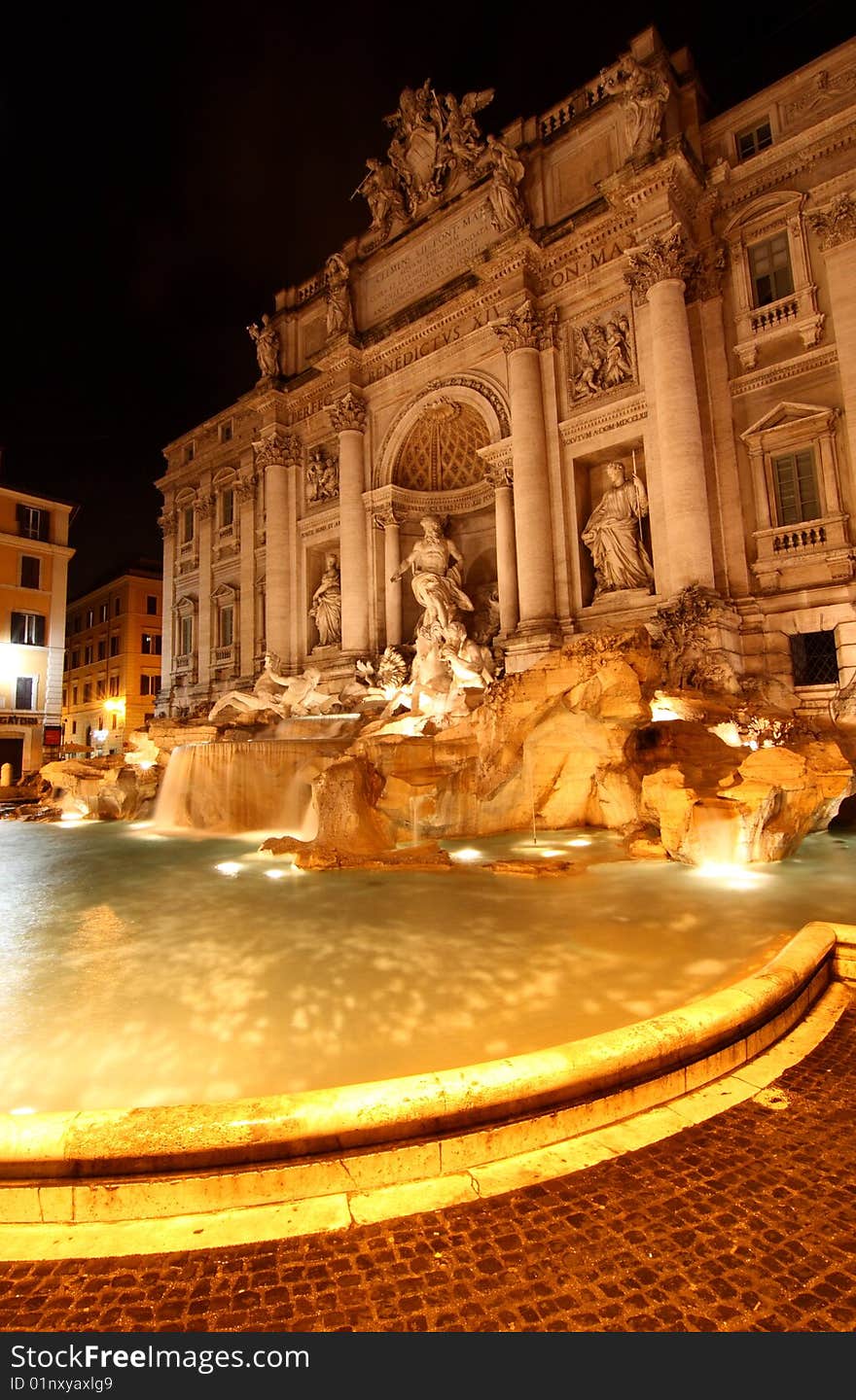 The Trevi fountain at night, Rome