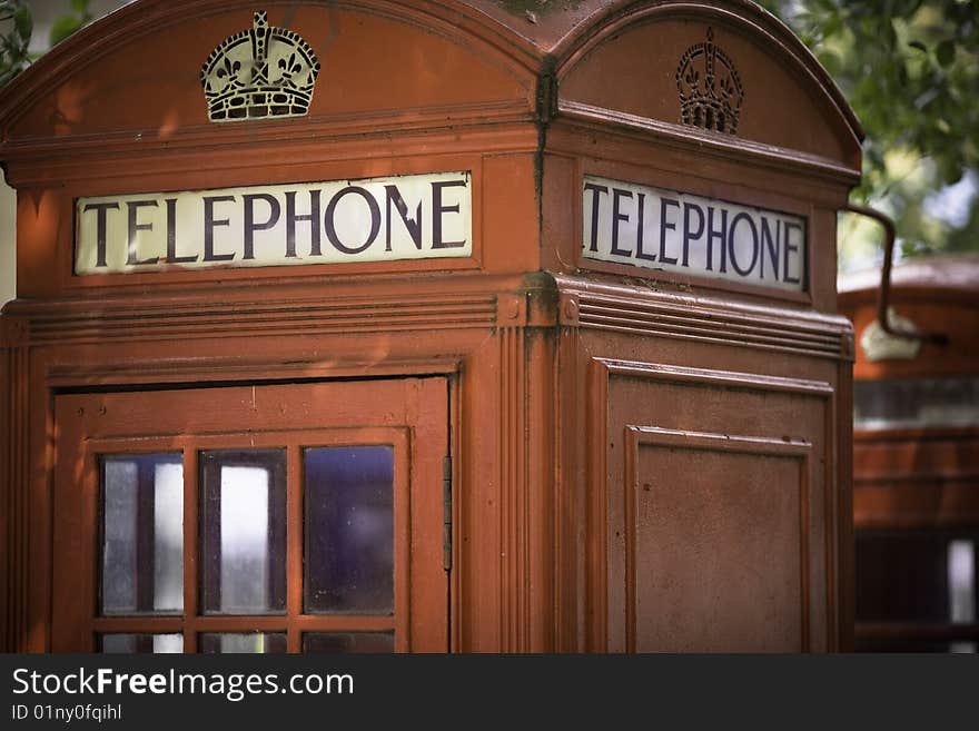 Iconic British red telephone box