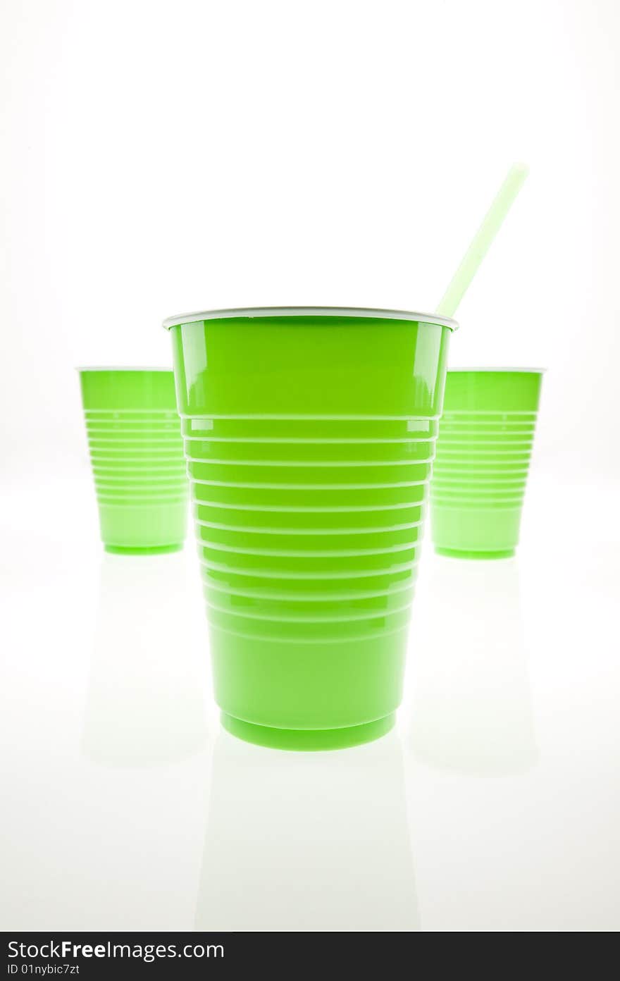 Green plastic cups