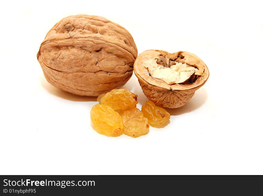 Walnut on white background