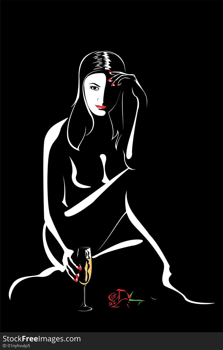 Vector. A series of images of young and beautiful girls.