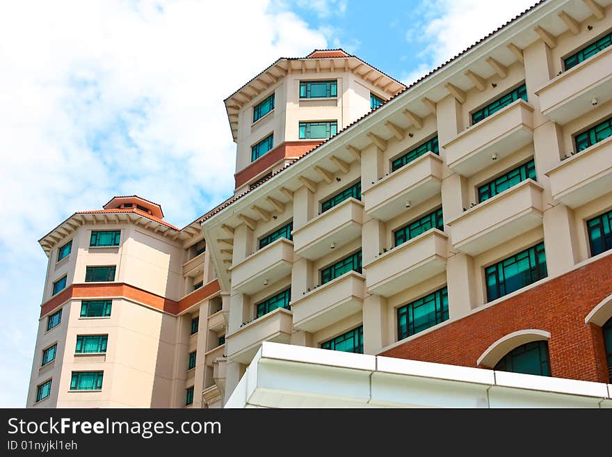 A beautiful building under the blue skies