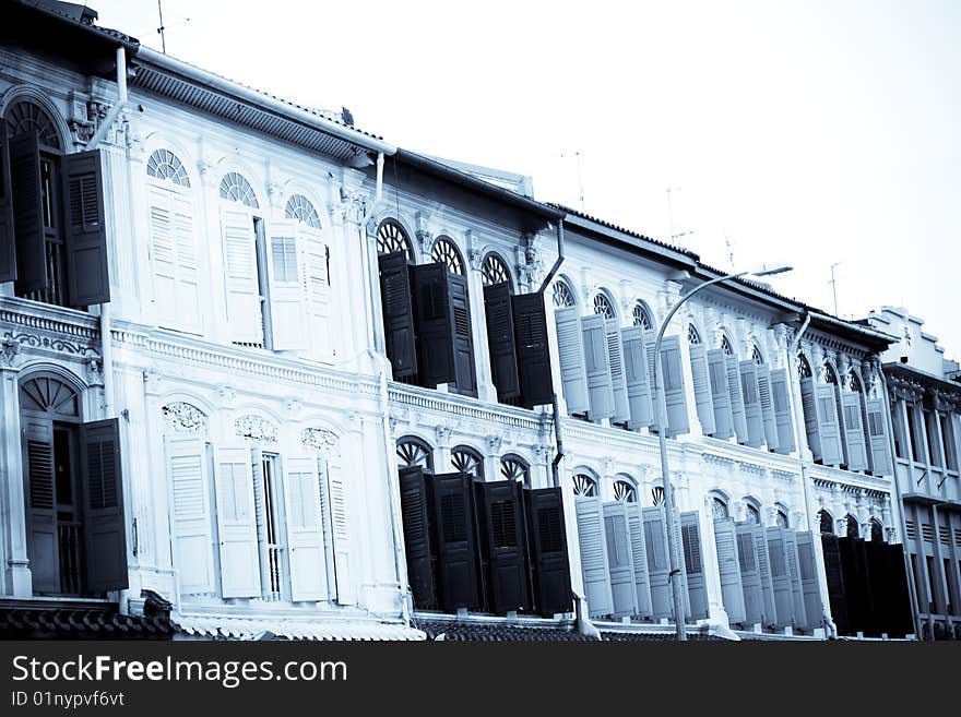 Old wooden windows in selenium tone