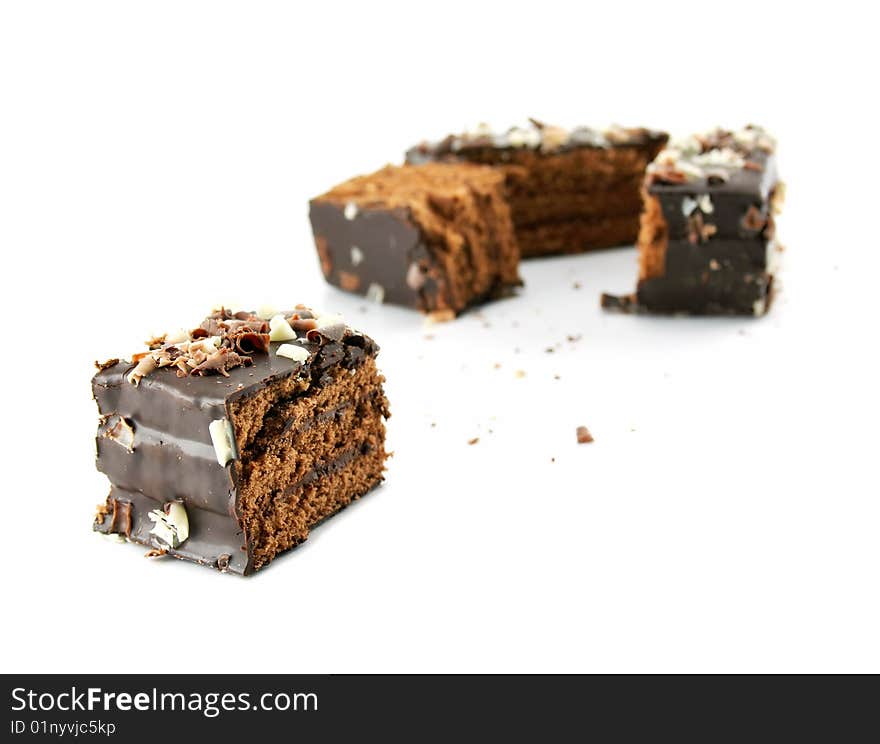 Pieces of a cake isolated on a white background