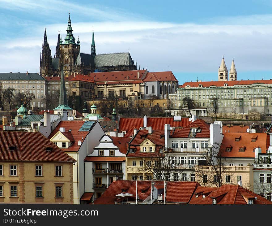 Colorful Prague gothic Castle on the River Vltava