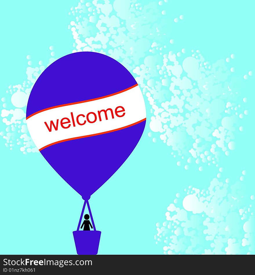 Hot air balloon with card for your message. Hot air balloon with card for your message