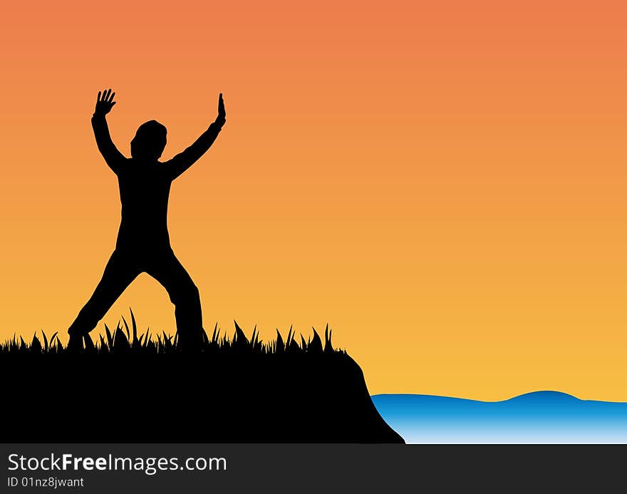 Relaxing in nature vector silhouette