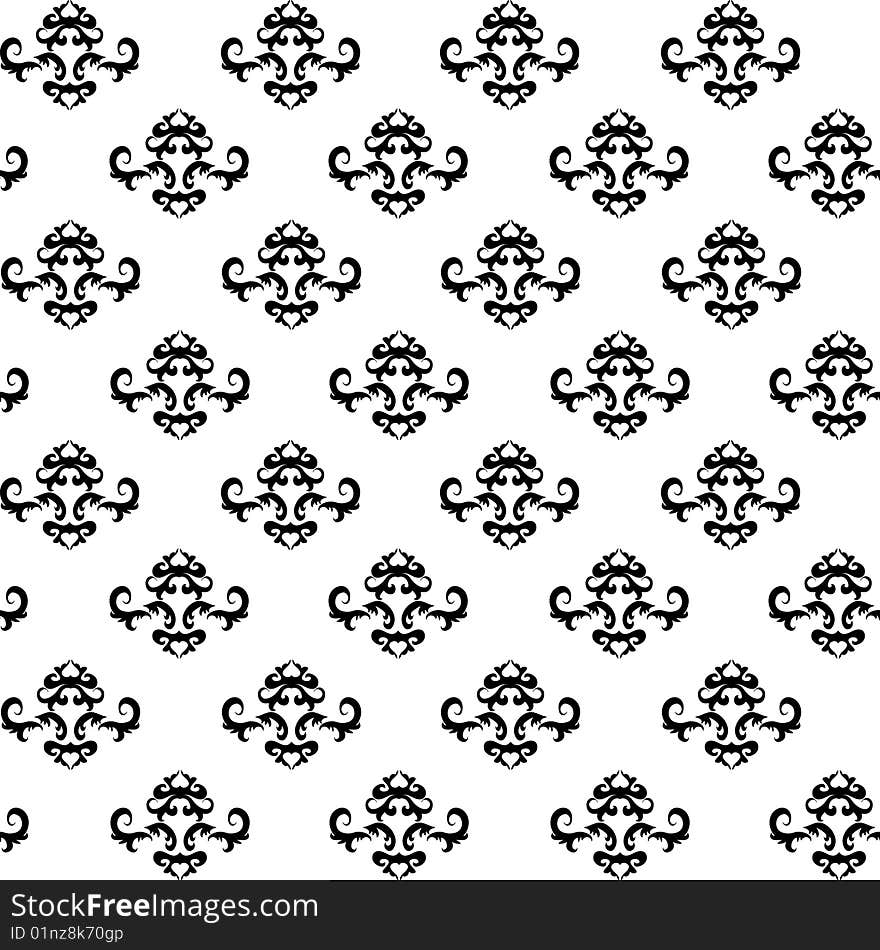 Seamless black ornament vector pattern. Seamless black ornament vector pattern