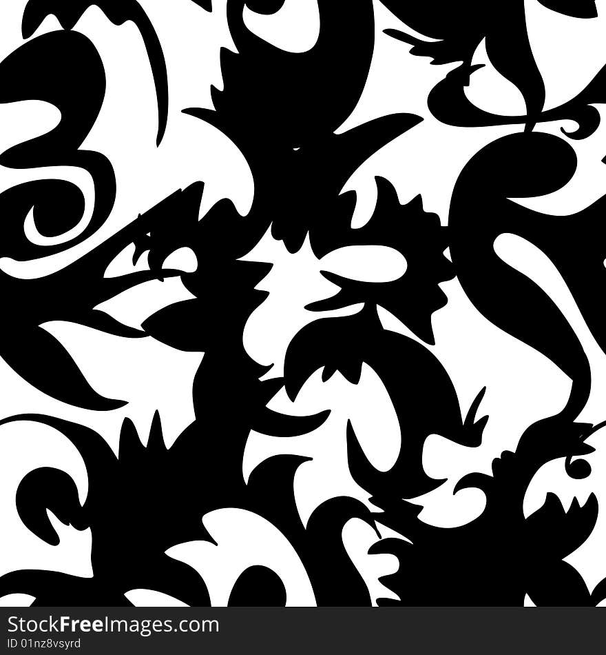 Seamless black ornament vector pattern. Seamless black ornament vector pattern