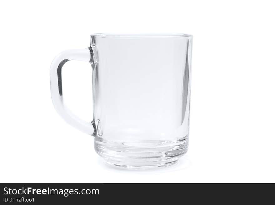 Time to drink: isolated transparent mug on white