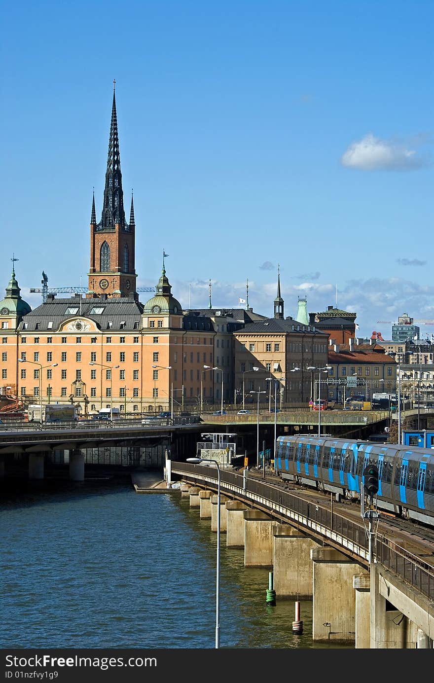 View on Gamla Stan and subway, Stockholm, Sweden. View on Gamla Stan and subway, Stockholm, Sweden