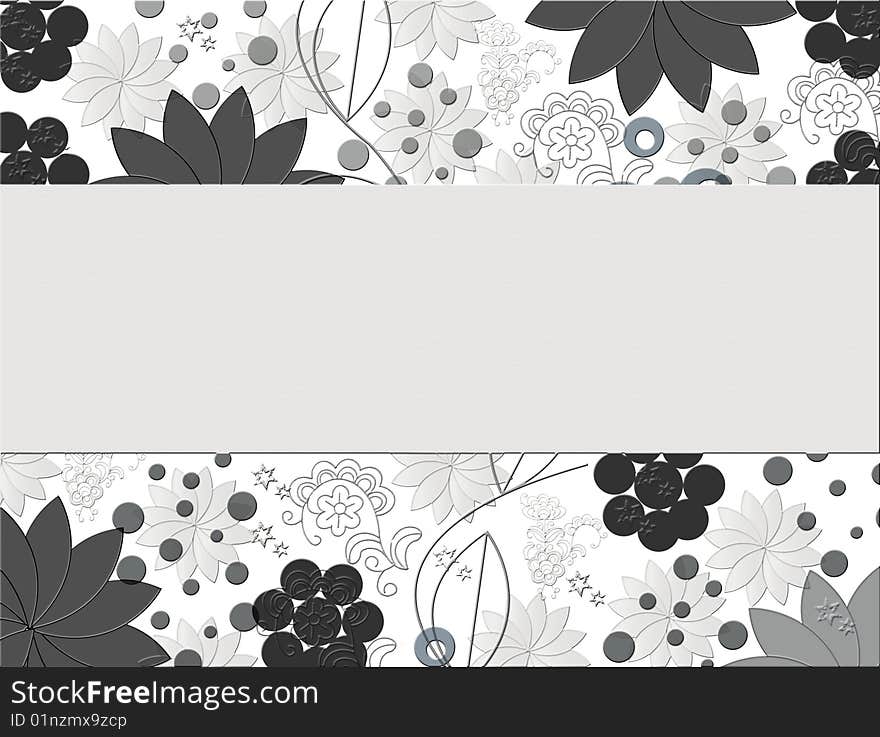 Background made of  flowers   shapes in gray colors